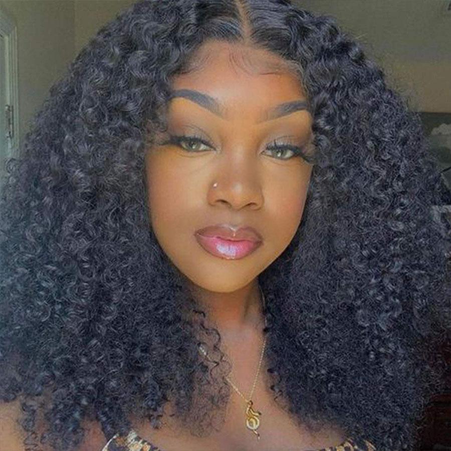 Kinky Curly 13x4 Lace Frontal Human Virgin Hair Skin Melt