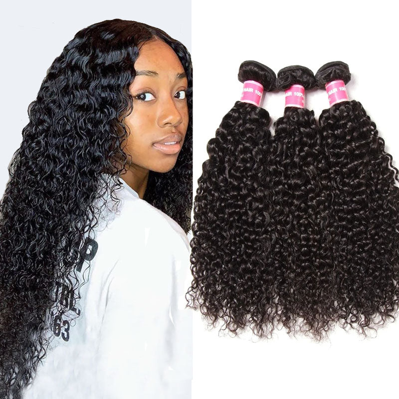 Hive Hair Jerry Curly Virgin Human Hair Weave 1pc/3pc Bundles-Can Be Dyed And Bleached