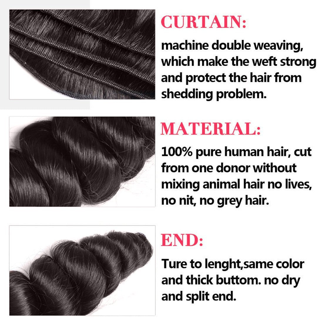 Hive Hair Virgin Brazilian Loose Wave Hair 4 Bundles - 100% Unprocessed Human Bundle Deals