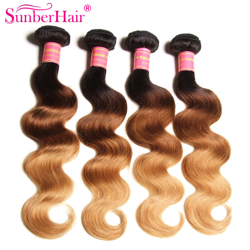 Hive Hair Malaysian Ombre Body Wave Hairs 3 Bundles, T1B/4/27 Ombre Human Hair Weaves