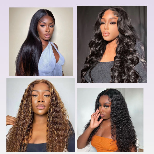 Straight Wavy Curly 3 Bundles With 4x4 Lace Closure Natural Black Virgin Human Hair
