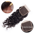 Straight Wavy Curly 3 Bundles With 4x4 Lace Closure Natural Black Virgin Human Hair