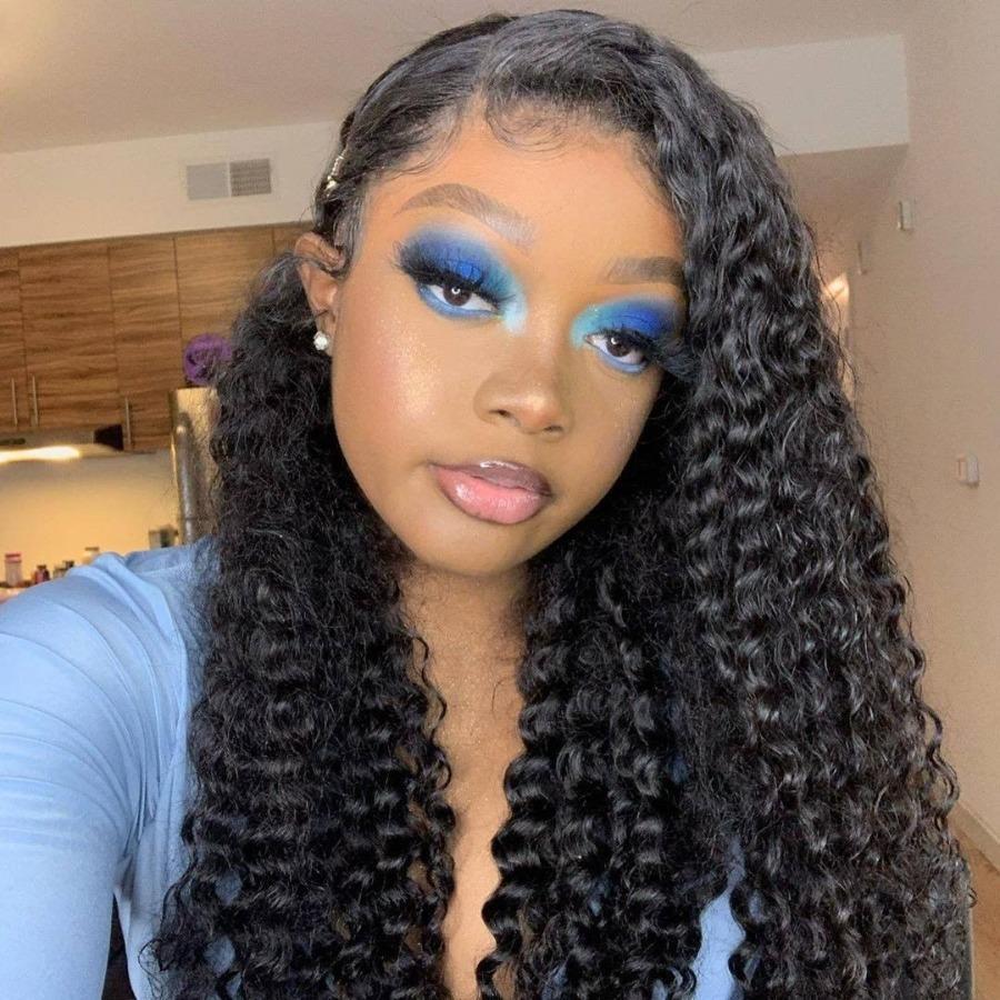 360 Lace Frontal Wigs Brazilian Deep Curly Human Hair Wigs Preplucked with Baby Hair