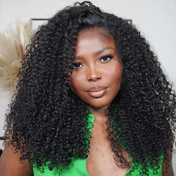 3 In 1 Half Wig | Kinky Curly Glueless Wear Go Half Wig Invisible Hairline Protective Style
