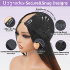 Yaki Straight Chestnut Brown Ombre Glueless V Part Wig With Invisi Drawstring