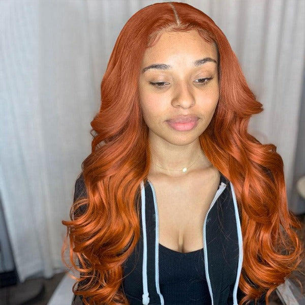 Ginger Color Skin Melt Well Lace Front Wigs Loose Wave Virgin Human Hair Wigs