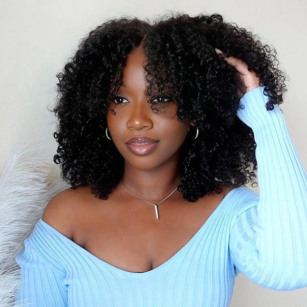 HairHive Afro Curly Wear Go Glueless Wig Pre-cut 7x5 HD Lace With Bleached Knots