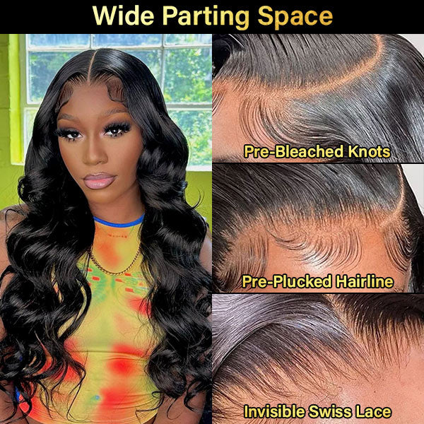 Body Wave Pre Bleached Knots Snug Fit Drawstring 13x4 13x6 HD Lace Front Wear Go Glueless Wig
