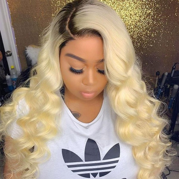 Blonde Ombre 1B/613 Hair Color 13x4 Lace Front Wig Colored Human Hair Wigs