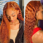 Ginger Human Hair Lace Front Wigs Ginger Orange Deep Wave 13x4 Transparent Lace Front Wigs Real Hair Wigs