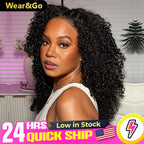 24h Shipping | Kinky Curly Wear Go Wigs 7x5 HD Lace Pre Cut Lace Closure Glueless Wigs With Bleached Knots