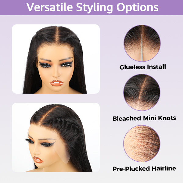 24h Shipping | HairHive Block Wig Straight Hair Bleached Knots Wig With Optional Replaceable Zip Lace Tops