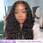HairHive M-Cap Water Wave Pre Cut 9x6 HD Lace Wear Go Glueless Wigs Pre Bleached Tiny Knots Wet And Wavy Lace Front Wigs Human Hair