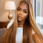 Sunber 20 Inch 180% Density Honey Blonde Highlights Silk Straight Pre-Cut Lace Wig Vip MemberFlash Sale