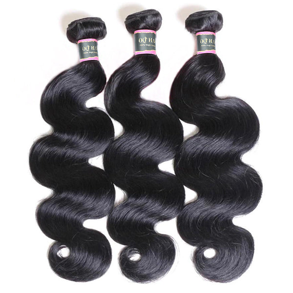 Body Wave Virgin Human Hair 3 Bundles With 4x4 Lace Closure