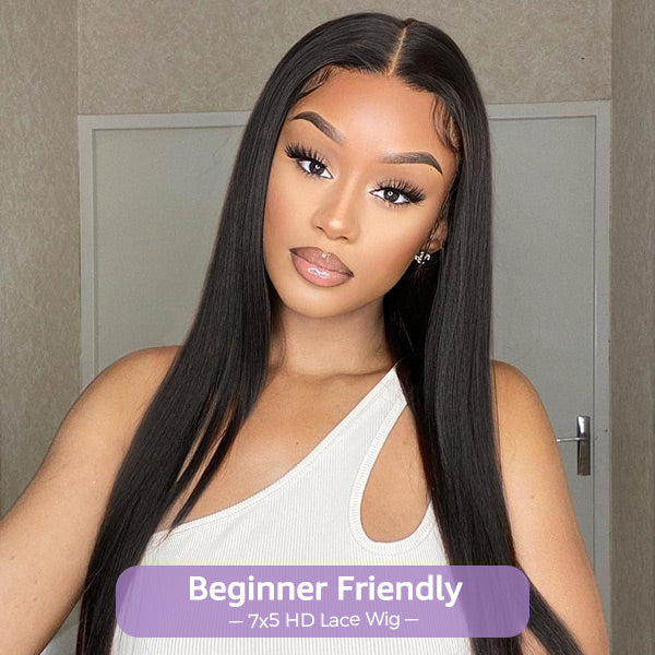 24h Shipping | HairHive Block Wig Straight Hair Bleached Knots Wig With Optional Replaceable Zip Lace Tops