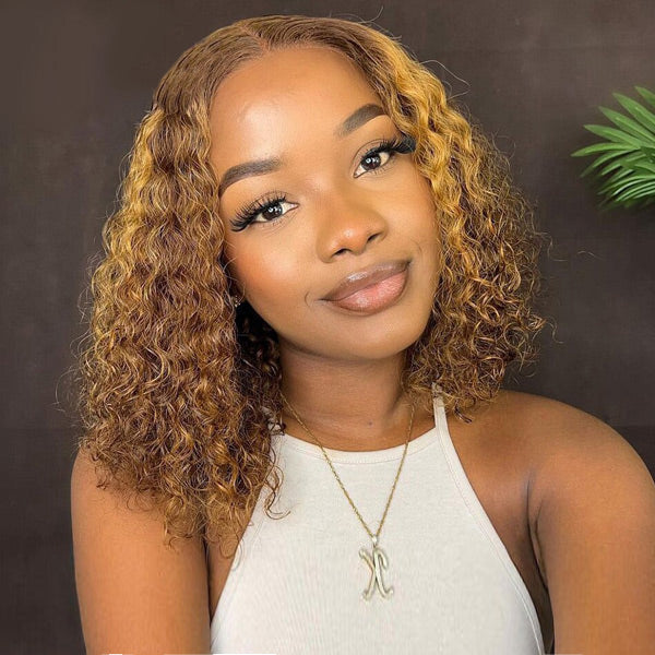 HairHive Wear Go Glueless Wigs Pre Cut 7x5 Lace 4/27 Highlight Color Water Wave Hair Short Bob Wigs