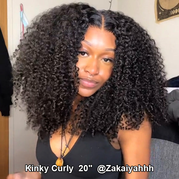 HairHive Kinky Curly Wear Go Wigs 7x5 HD Lace Pre Cut Lace Closure 100% Glueless Wigs