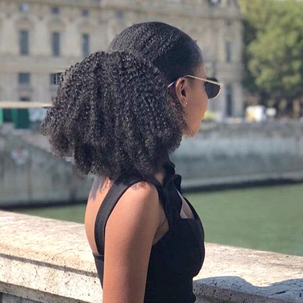 Afro Curly Ponytail With Clip In 100% Human Hair Wrap-around Magic Velcro Ponytail Extension Quality Hair