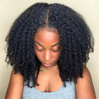 Kinky Curly V Part Wig No Leave Out Thin Part Glueless Wigs Human Hair Wig