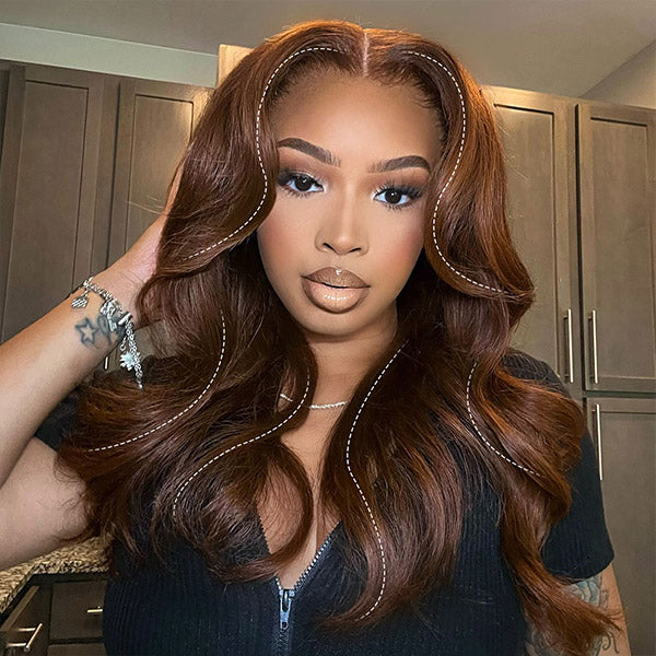 HairHive Glueless Chocolate Brown Layered Cut Face Framing Body Wave Pre-Cut Lace Wear Go Wig