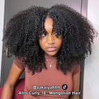 Afro Curly V Part Wig No Leave Out Thin Part Glueless Wigs Human Hair Wig