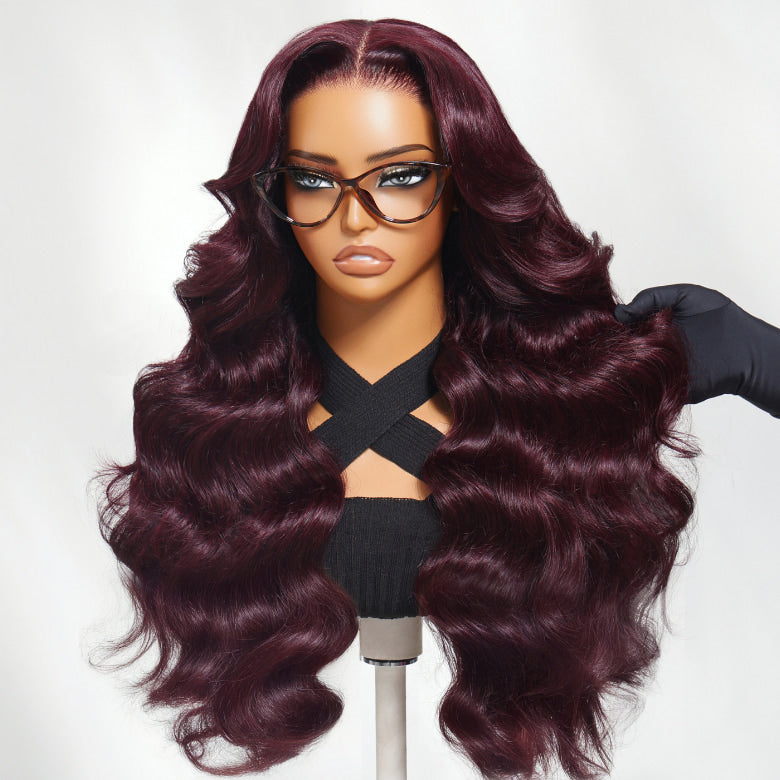 Sunber Black Cherry Lace Frontal Dark Burgundy Wig-Long Layered Cut & Pre Everything & Flash Sale