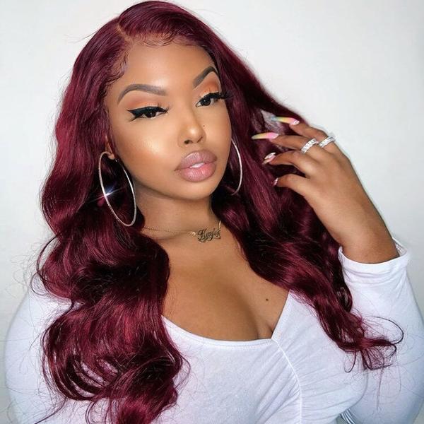 HairHive 13x4 4x4 Lace Frontal 99J Body Wave Human Virgin Hair Lace Front Wigs