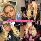 Blonde Ombre 1B/613 Hair Color 13x4 Lace Front Wig Colored Human Hair Wigs