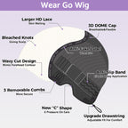 HairHive Wear Go Wigs Water Wave Bob Wig 10-16 inches Pre Cut 7x5 HD Lace Closure Short Glueless Wig With Elastic Drawstring