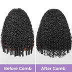 Burmese Curly Glueless Wig Natural Look No Leave Out Easy Install V Part Wig With Elastic Drawstring