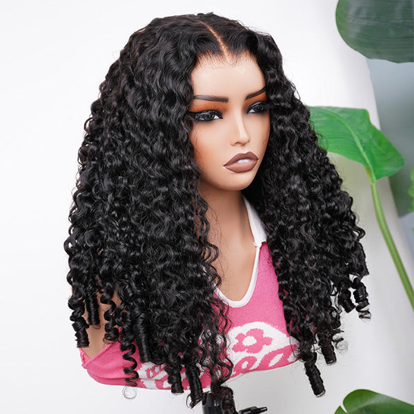 HairHive Burmese Curly Glueless Wig Bleached Knots Pre-cut 7x5 9x6 HD Lace Wear Go Wigs With Elastic Drawstring