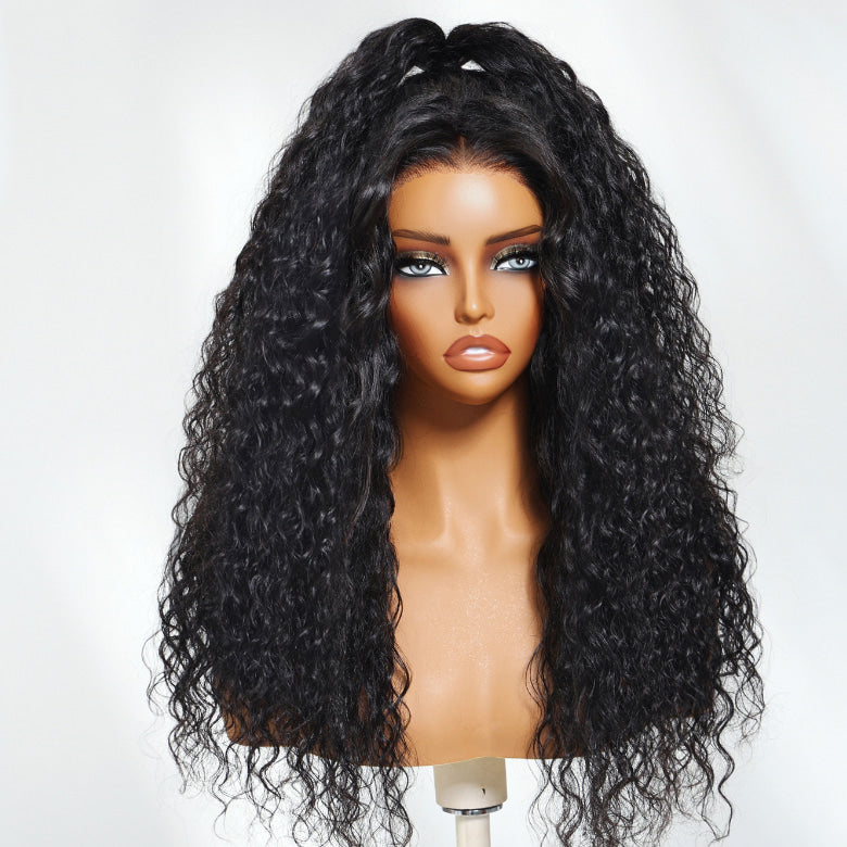 Sunber Blend & Secure Half Water Wave Wig -Glueless Put on and Go Human Hair Drawstring Wig