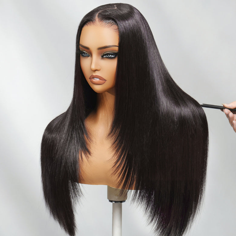 Sunber 13x4 HD Real Scalp™ Layer Cut Straight Lace Frontal Human Hair Wig with Invisi Drawstring