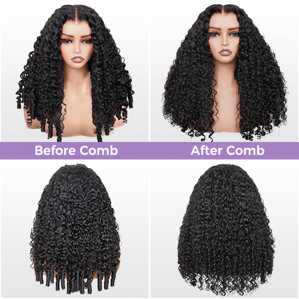HairHive Burmese Curly Glueless Wigs Elastic Drawstring Snug Fit Wear Go Wigs With Finger Coils Ends