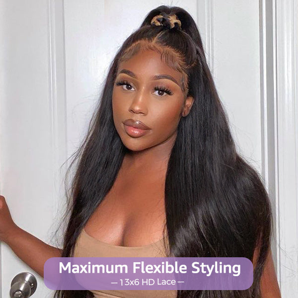 HairHive Block Wig Straight Hair Bleached Knots Wig With Optional Replaceable Zip Lace Tops