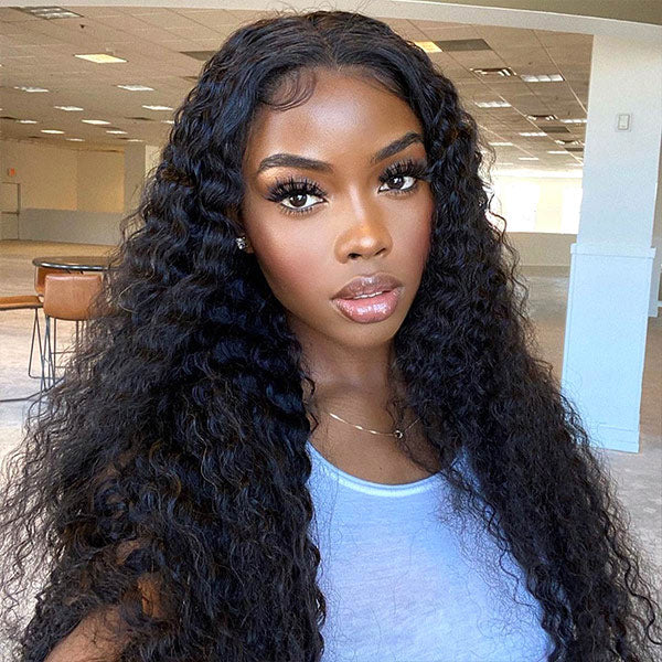 Deep Wave Pre Bleached Hair Knots Wear Go Wig Human Hair 13x4 13x6 HD Lace Frontal Wig With Elastic Drawstring