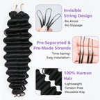 Deep Wave Soft Seamless Crochet Hair Natural Black Human Hair Extension