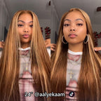 Straight Hair 4/27 Highlight Ombre Color Wear Go Glueless Wig Pre-Cut Lace Beginner Friendly