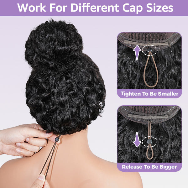 Subscribers-Only Water Wave Bleached Knots Elastic Drawstring Wear Go Wig Pre-cut 7x5 HD Lace 100% Glueless