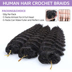 Deep Wave Soft Seamless Crochet Hair Natural Black Human Hair Extension