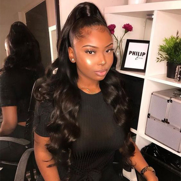 Body Wave Ponytail With Clip In 100% Human Hair Wrap-around Magic Velcro Ponytail Extension Quality Hair