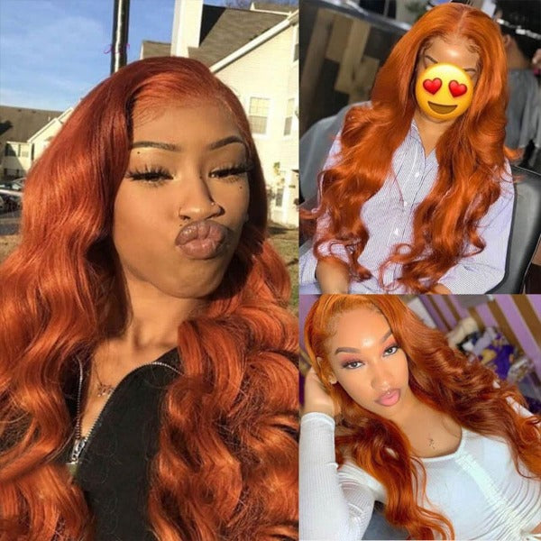 Ginger Color Skin Melt Well Lace Front Wigs Loose Wave Virgin Human Hair Wigs