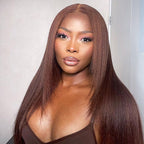 HairHive Straight Chocolate Brown Color Layered Cut Wear Go Glueless Wig