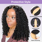 Burmese Curly Glueless Wig Natural Look No Leave Out Easy Install V Part Wig With Elastic Drawstring