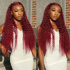 Glueless Color Wigs Deep Wave 99J Burgundy Color Wear Go Glueless Wig Pre-cut Lace Wig Preplucked 7x5 HD Lace Wig