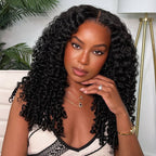 HairHive Burmese Curly Glueless Wigs Elastic Drawstring Snug Fit Wear Go Wigs With Finger Coils Ends