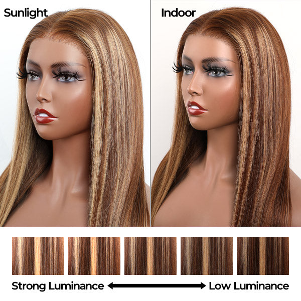 Straight Hair 4/27 Highlight Ombre Color Wear Go Glueless Wig Pre-Cut Lace Beginner Friendly