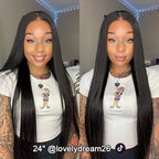 HairHive Silky Straight Easy Wear Go Glueless Wigs Pre Cut 7x5 HD Lace Closure Wigs Beginner Friendly