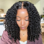 Burmese Curly Glueless Wig Natural Look No Leave Out Easy Install V Part Wig With Elastic Drawstring